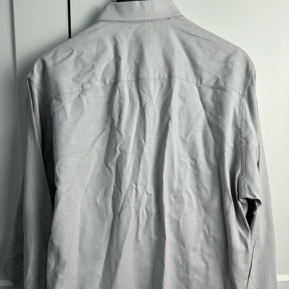 Alfani Men's Fitted Dress Shirt Button Front Button Up Gray Size Large 16 - Picture 4 of 8